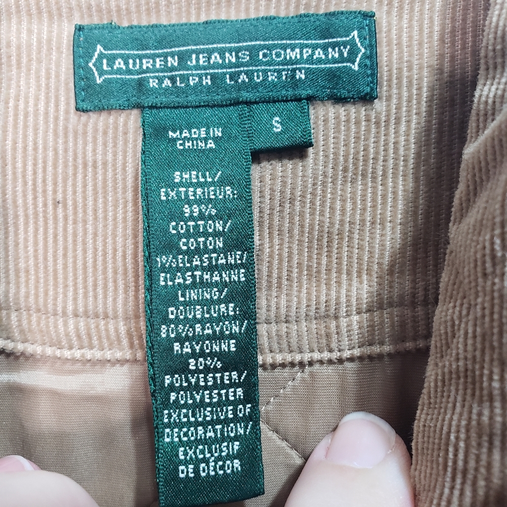 Vintage Ralph Lauren Tan Corduroy Duffle Jacket Toggles Hood Quilted Size Small. - Picture 4 of 9